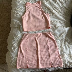 Pull & Bear Matching Orange Checkered Set